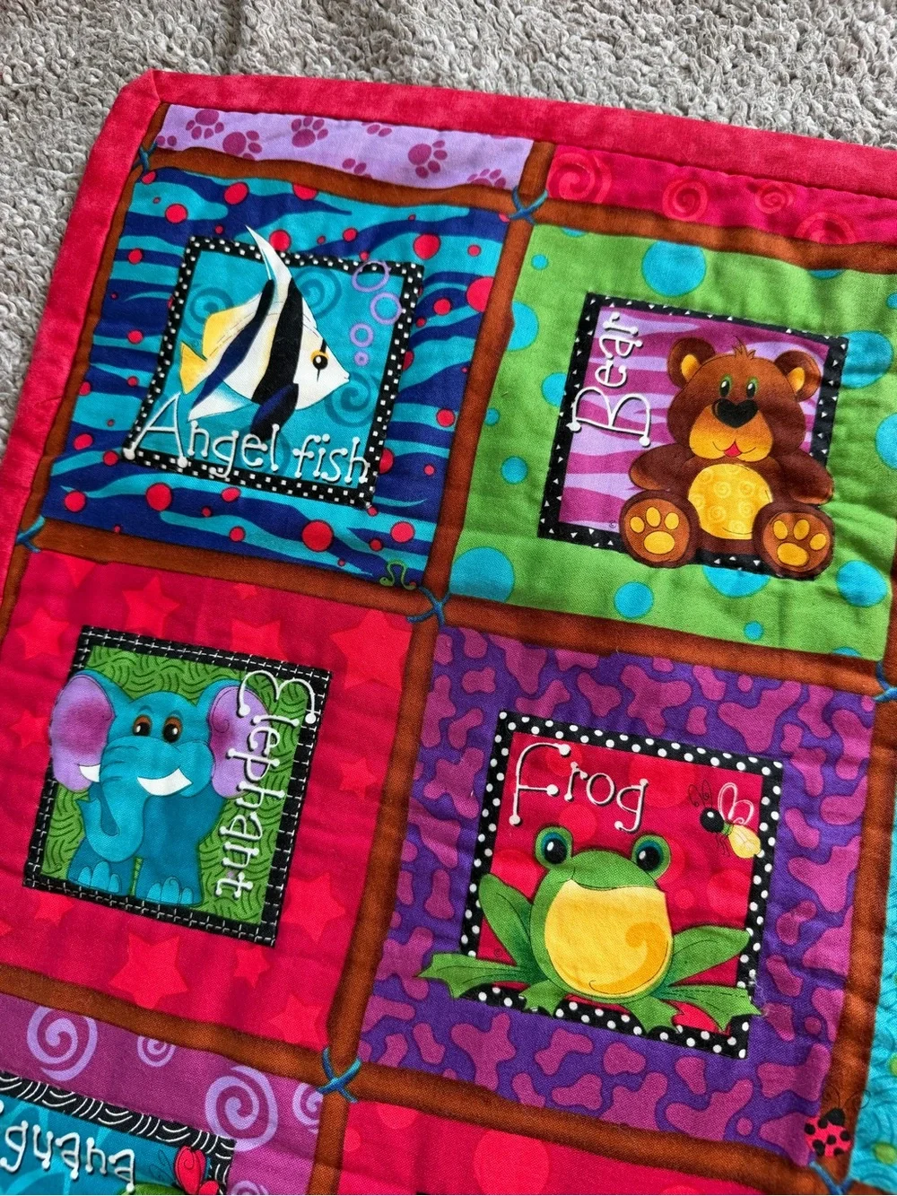 Colorful Animal Alphabet Baby Quilt